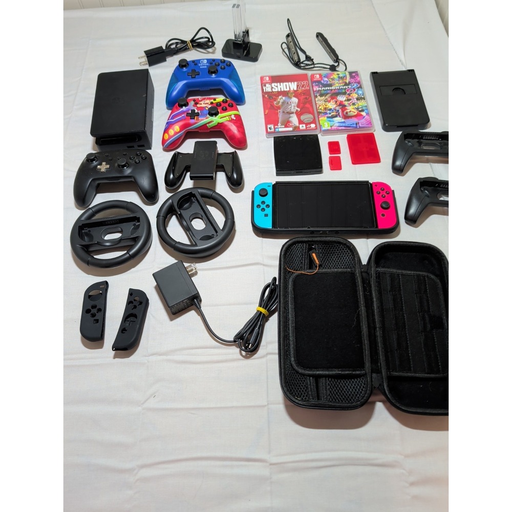 Lot Nintendo Switch Console Bundle Tested Factory Reset Mario Kart Sports Extras